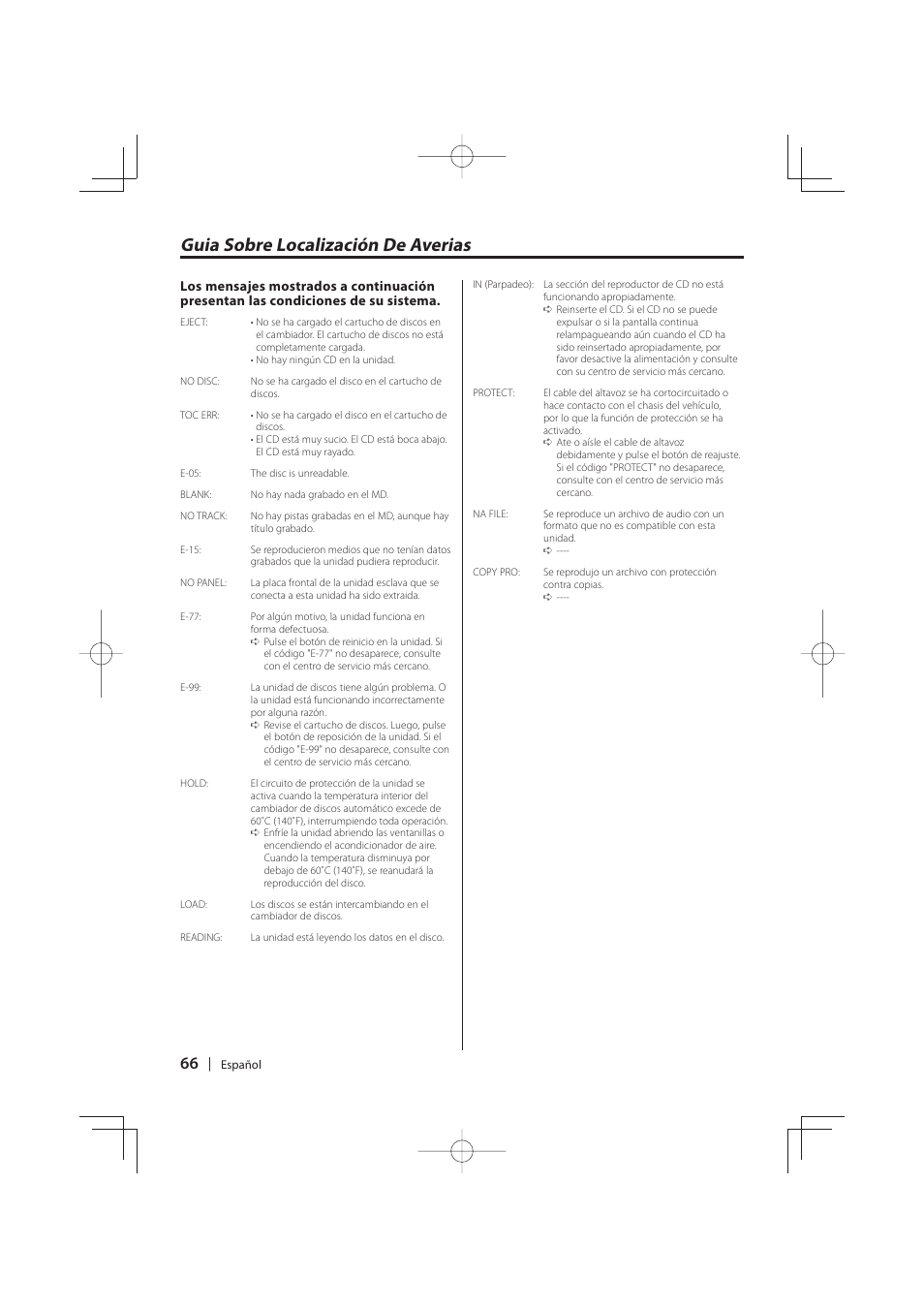 Guia sobre localización de averias | Kenwood DNR-1000U User Manual | Page 66 / 68