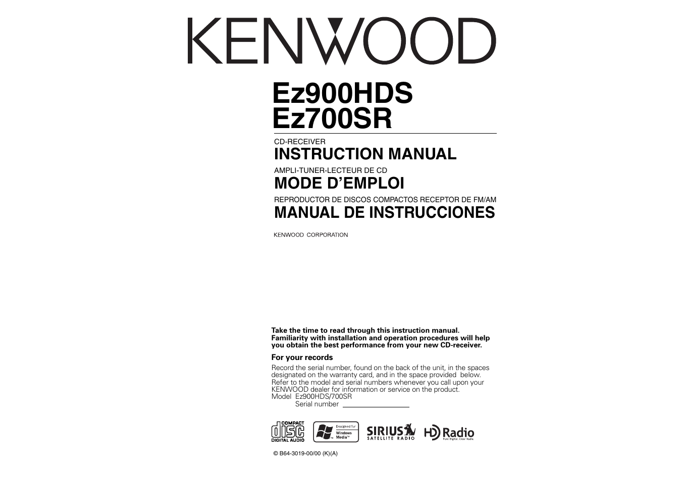 Kenwood EZ900HDS User Manual | 23 pages