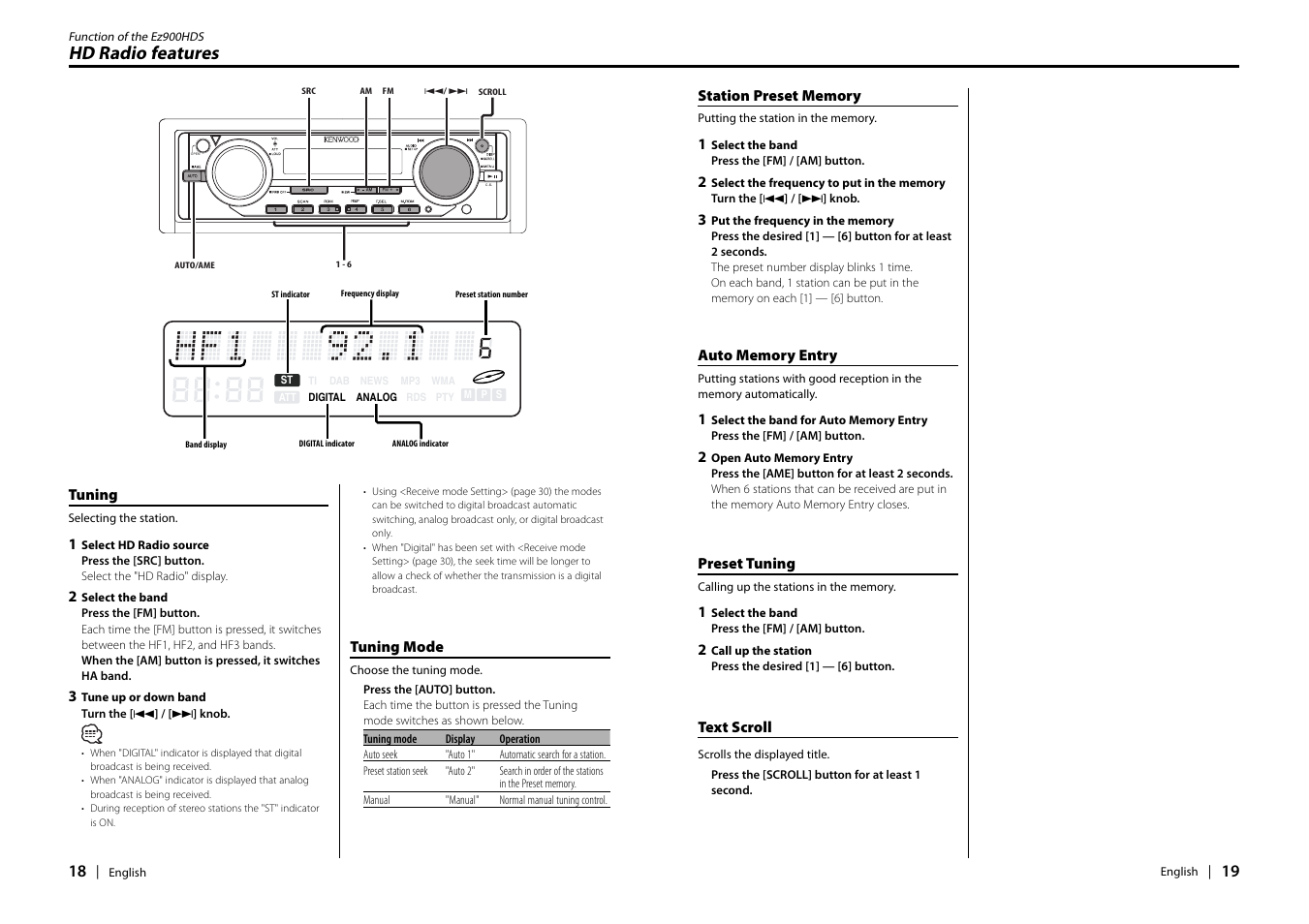 Hd radio features | Kenwood EZ900HDS User Manual | Page 10 / 23