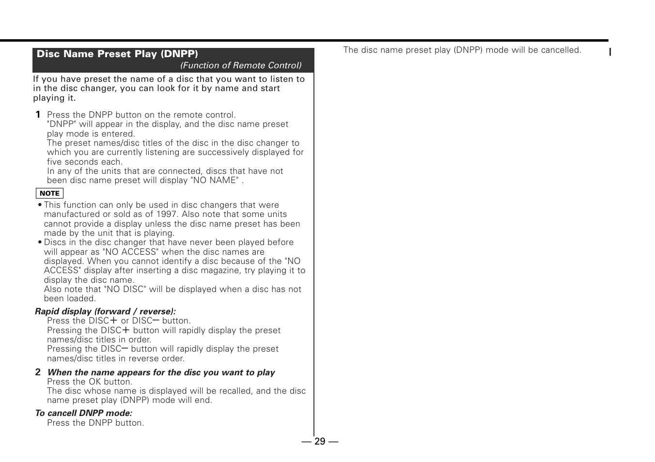 Disc name preset play (dnpp) | Kenwood KRC-779R  EN User Manual | Page 29 / 50