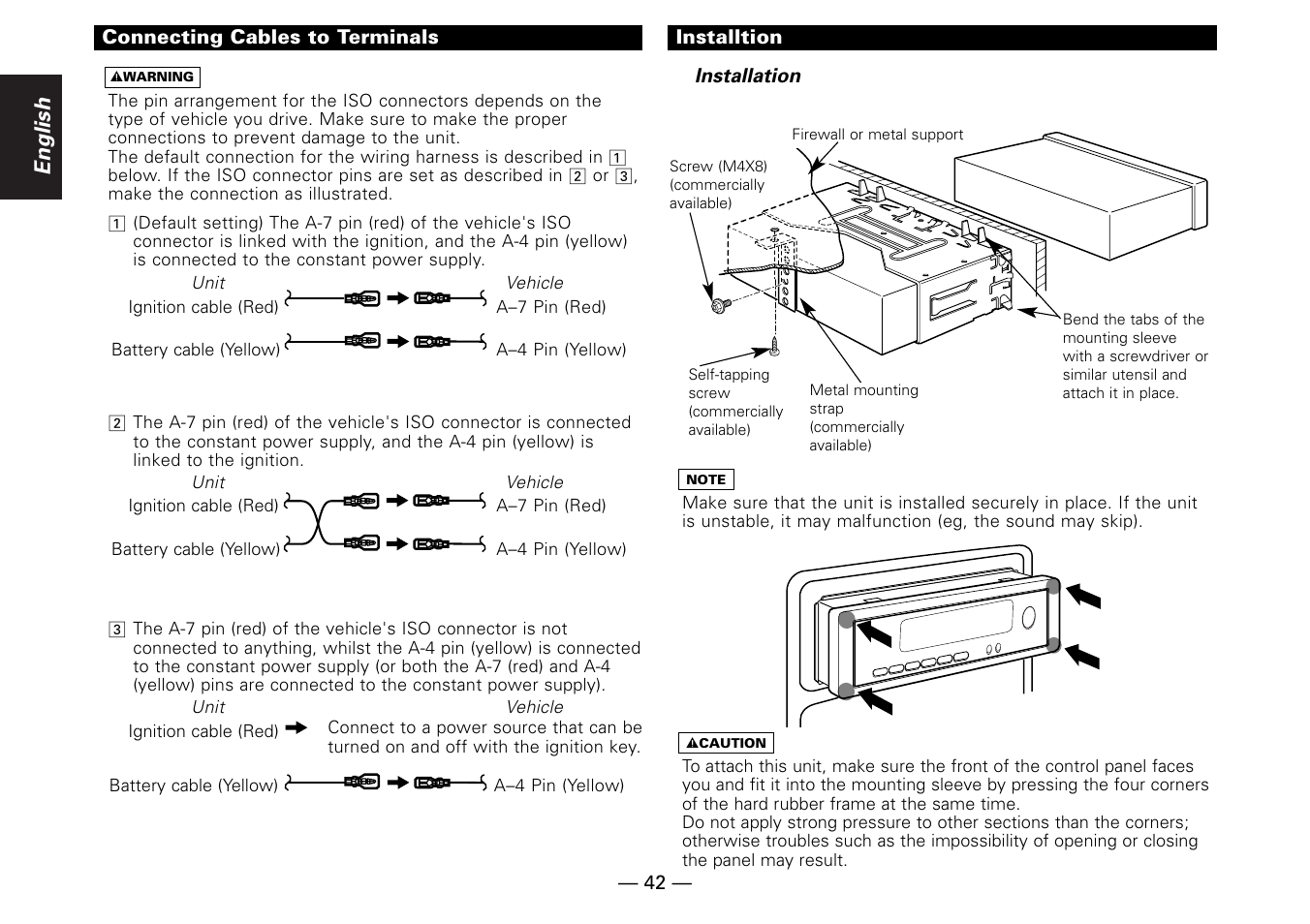 Installtion, English | Kenwood KRC-779R  EN User Manual | Page 42 / 50