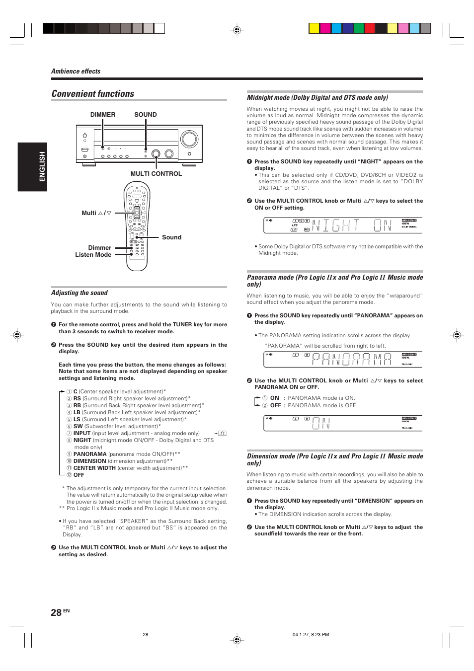 Convenient functions | Kenwood KRF-V6080D User Manual | Page 28 / 40