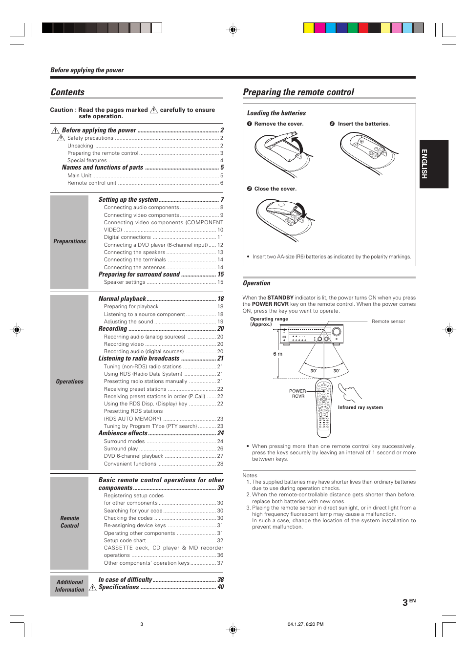 Kenwood KRF-V6080D User Manual | Page 3 / 40