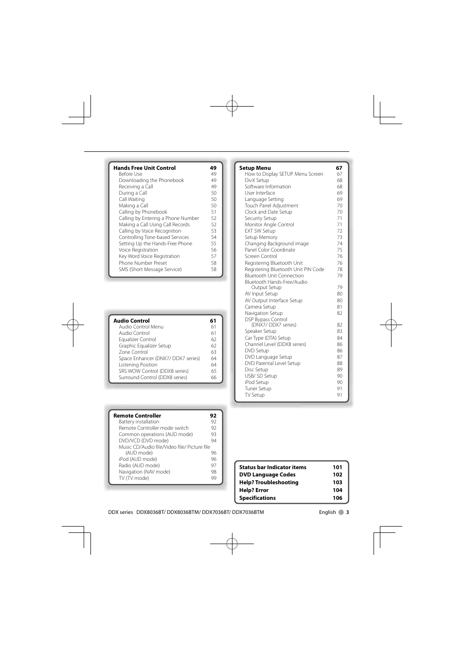 Kenwood DNX7360BTM User Manual | Page 3 / 112