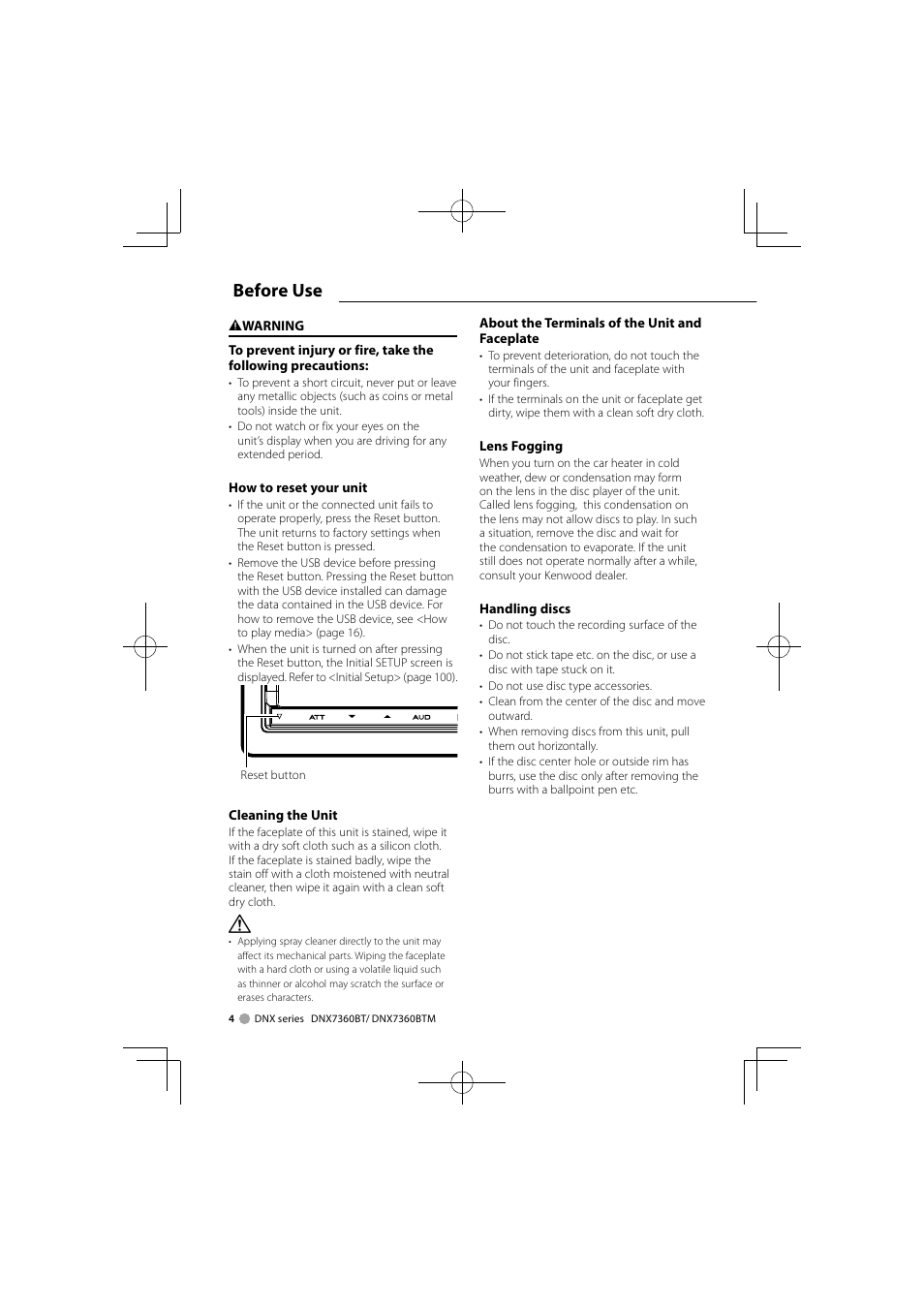 Before use | Kenwood DNX7360BTM User Manual | Page 4 / 112