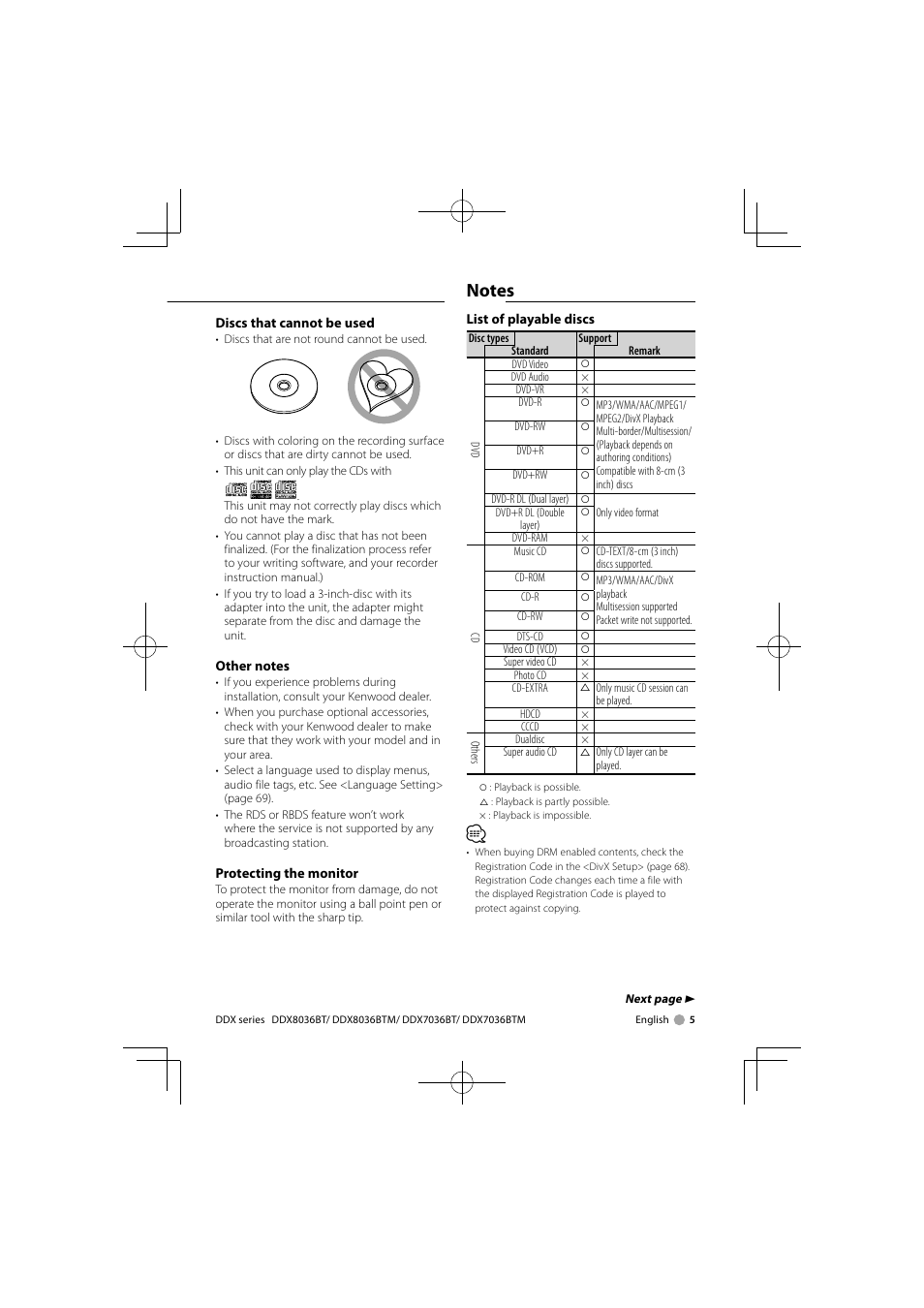 Kenwood DNX7360BTM User Manual | Page 5 / 112