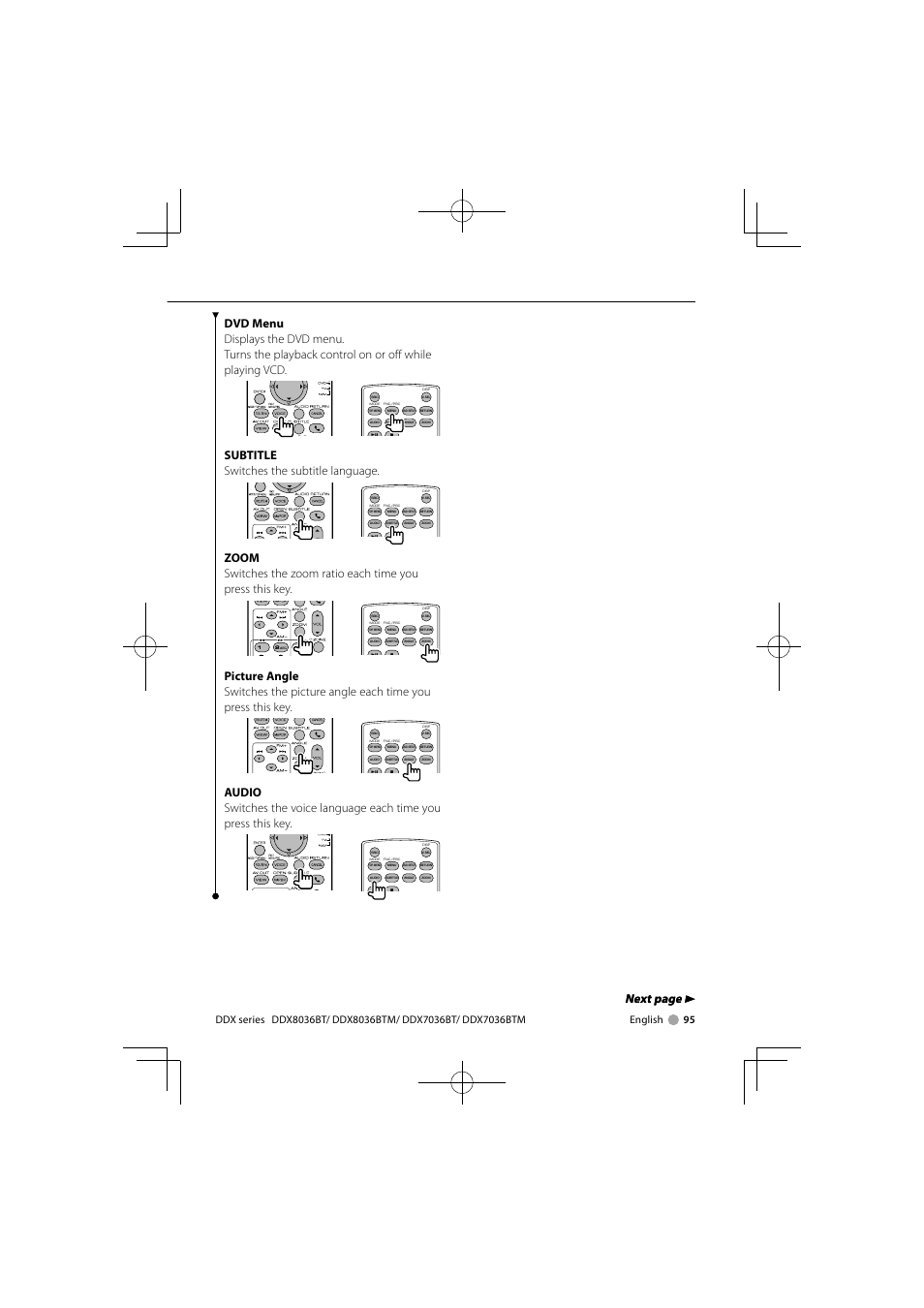 Next page 3 next page 3, Subtitle switches the subtitle language | Kenwood DNX7360BTM User Manual | Page 95 / 112