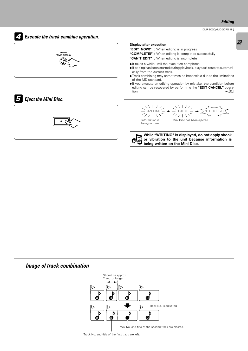 Image of track combination, Editing | Kenwood MD-2070 User Manual | Page 39 / 56