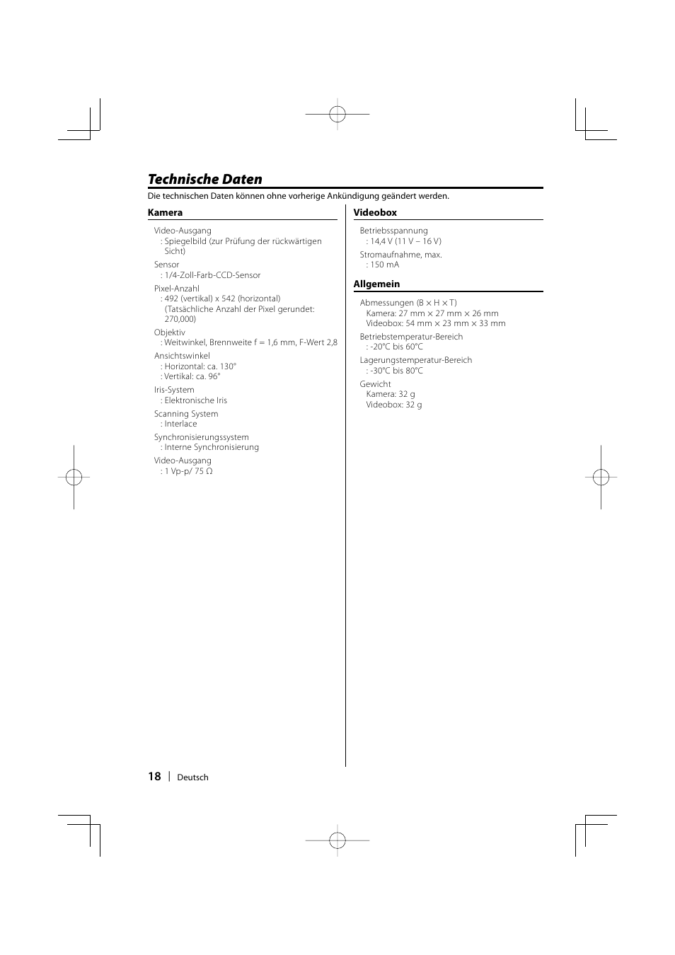 Technische daten | Kenwood Ccd2000 User Manual | Page 18 / 44