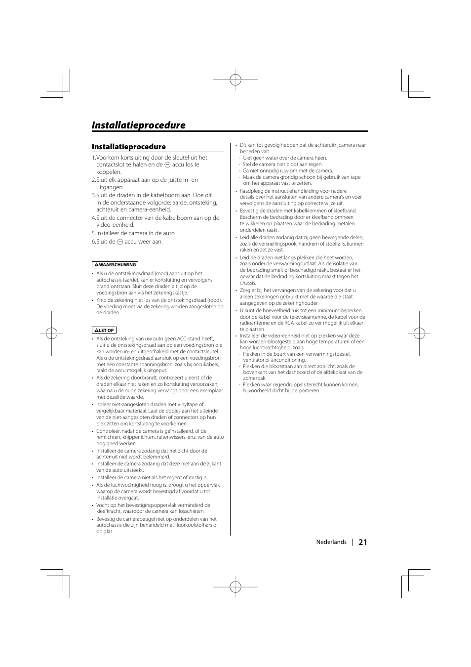 Installatieprocedure | Kenwood Ccd2000 User Manual | Page 21 / 44