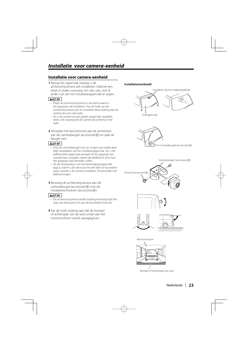 Installatie voor camera-eenheid | Kenwood Ccd2000 User Manual | Page 23 / 44
