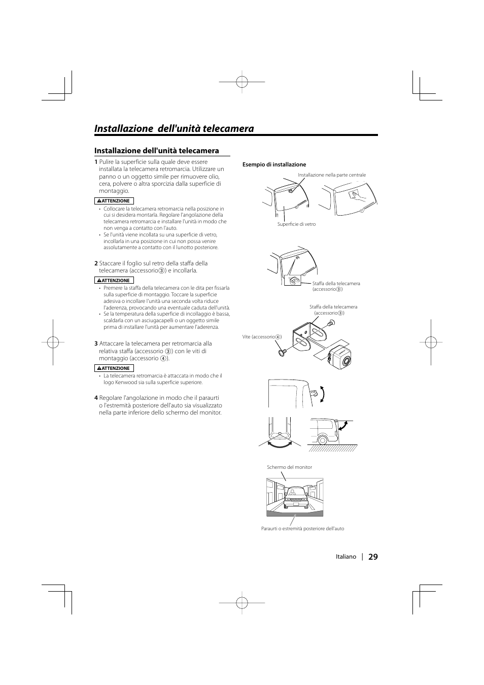 Installazione dell'unità telecamera | Kenwood Ccd2000 User Manual | Page 29 / 44