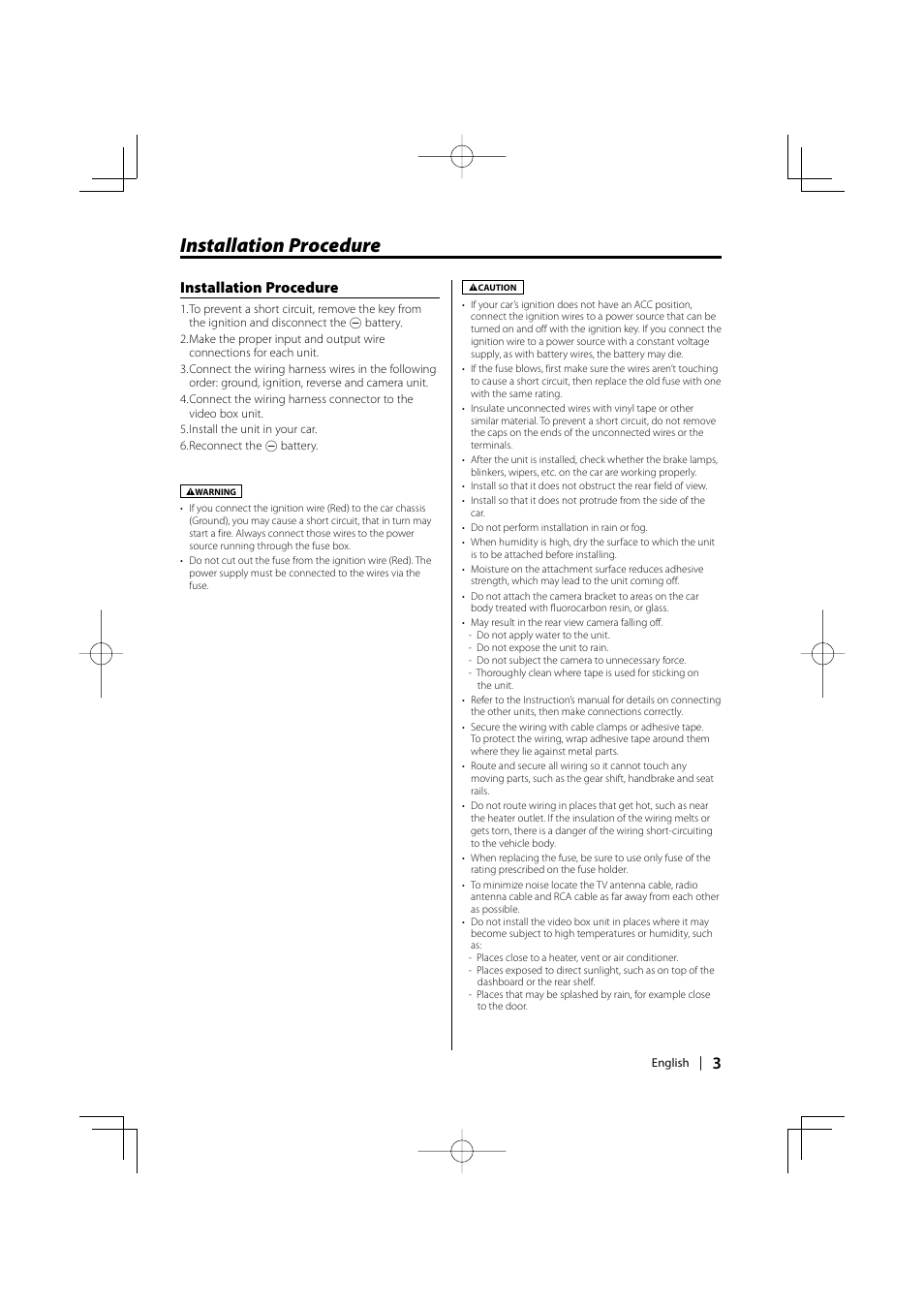 Installation procedure | Kenwood Ccd2000 User Manual | Page 3 / 44
