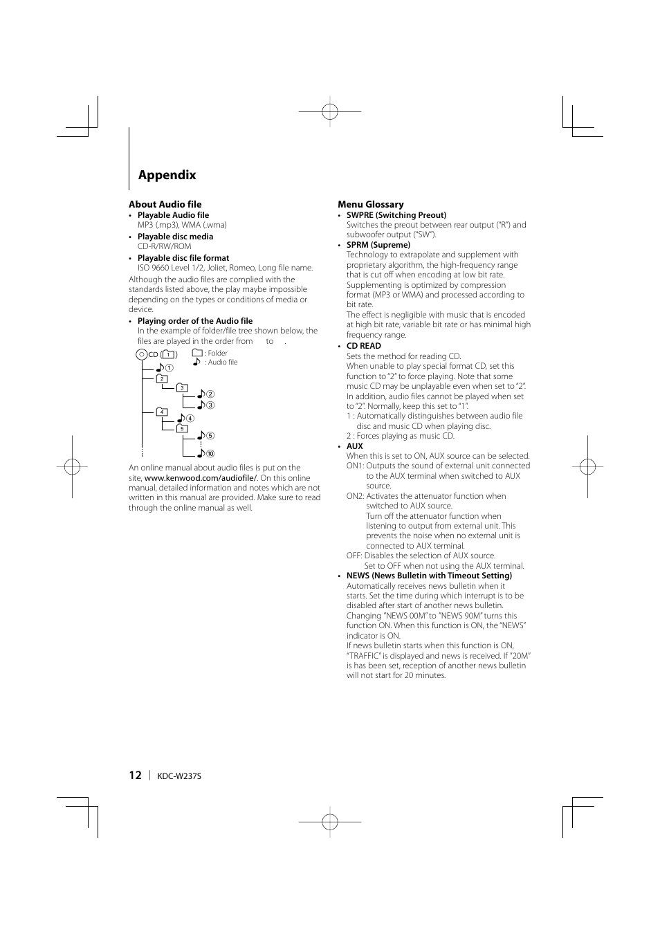 Appendix | Kenwood KDC-W237S User Manual | Page 12 / 20