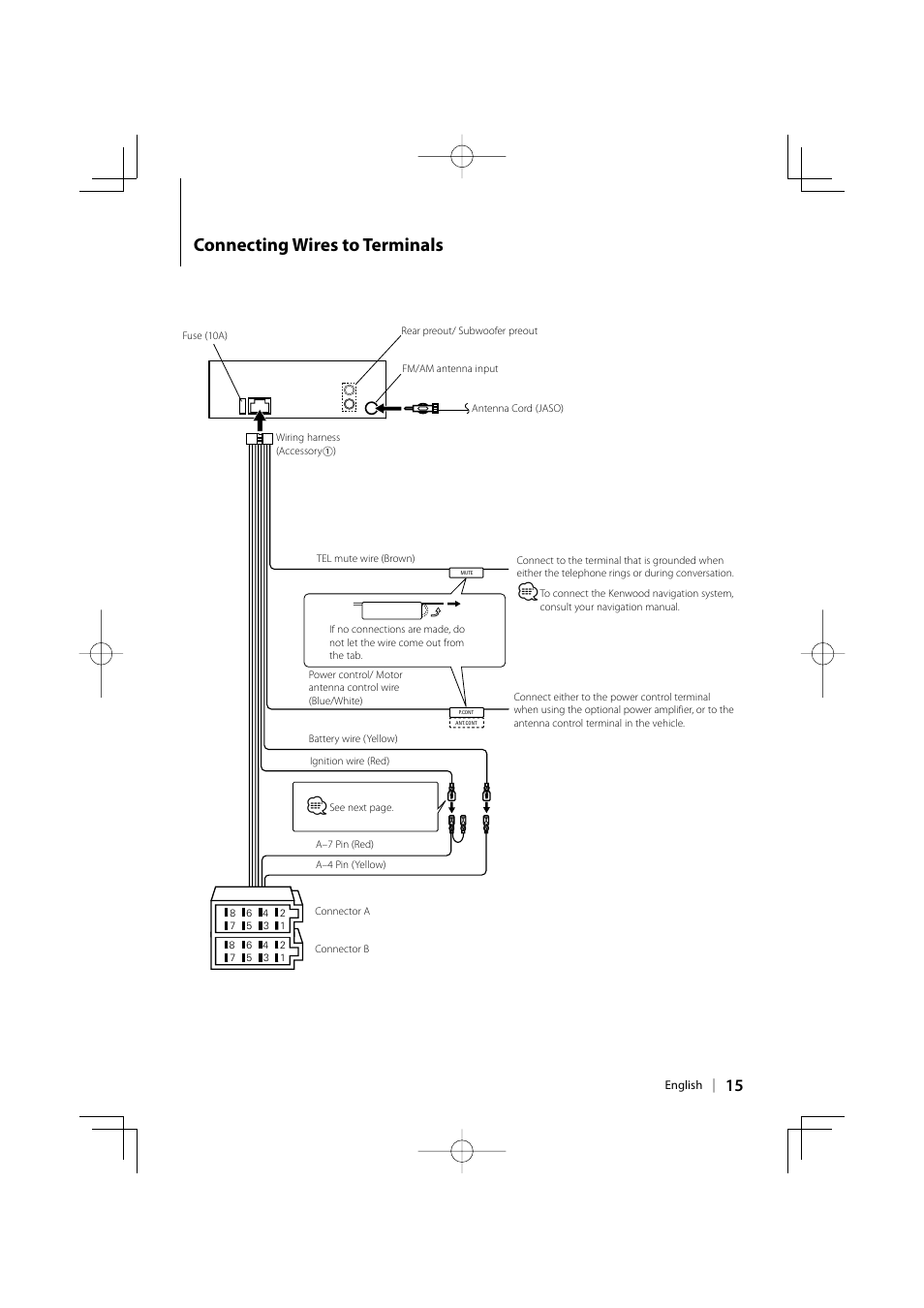 Connecting wires to terminals | Kenwood KDC-W237S User Manual | Page 15 / 20