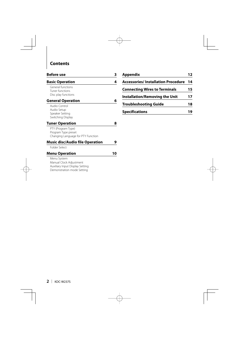 Kenwood KDC-W237S User Manual | Page 2 / 20