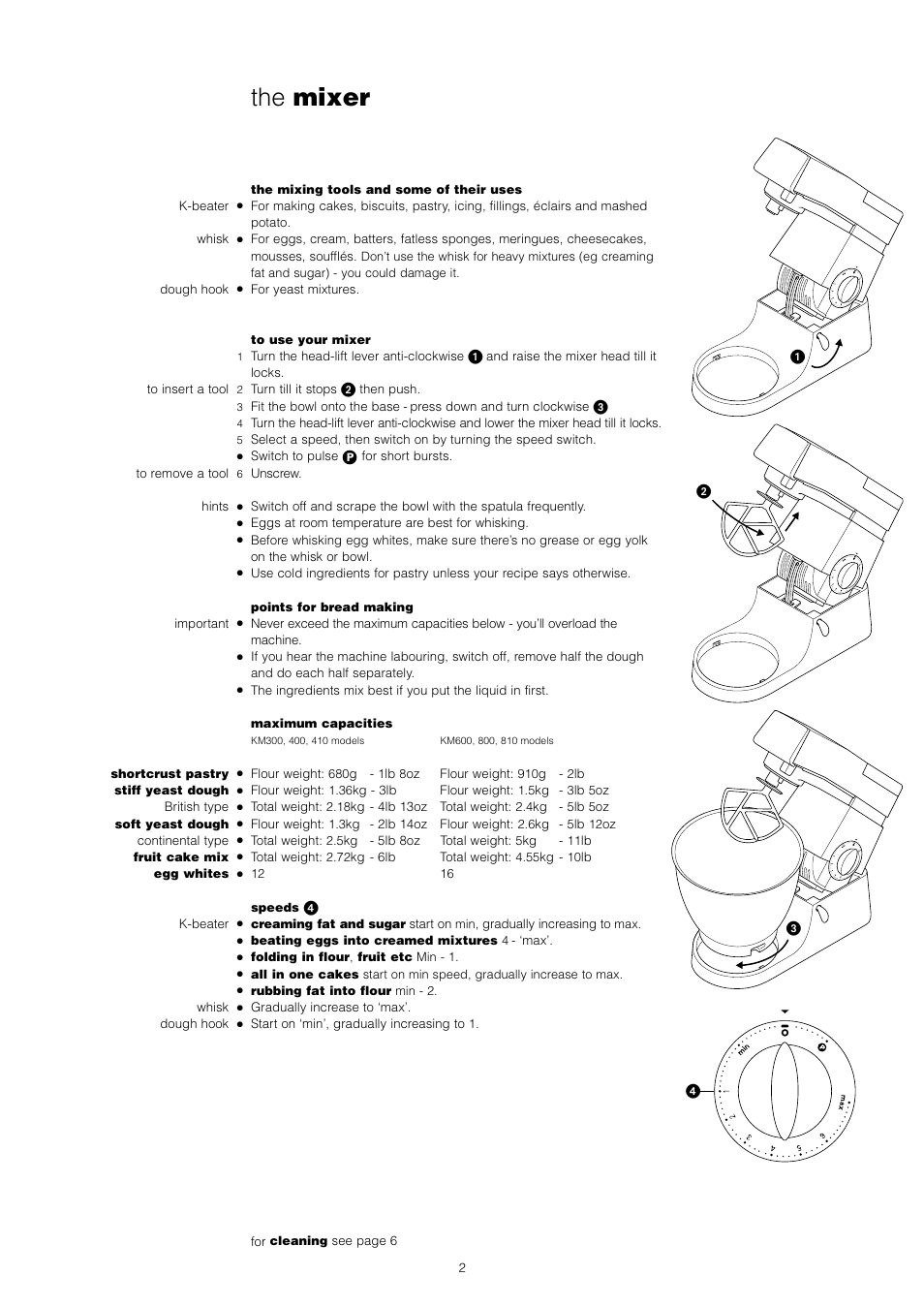 The mixer | Kenwood Chef KM400 series User Manual | Page 4 / 43