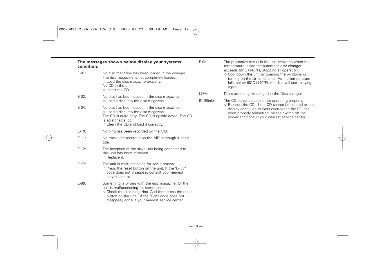 Kenwood KDC-126S User Manual | Page 19 / 20