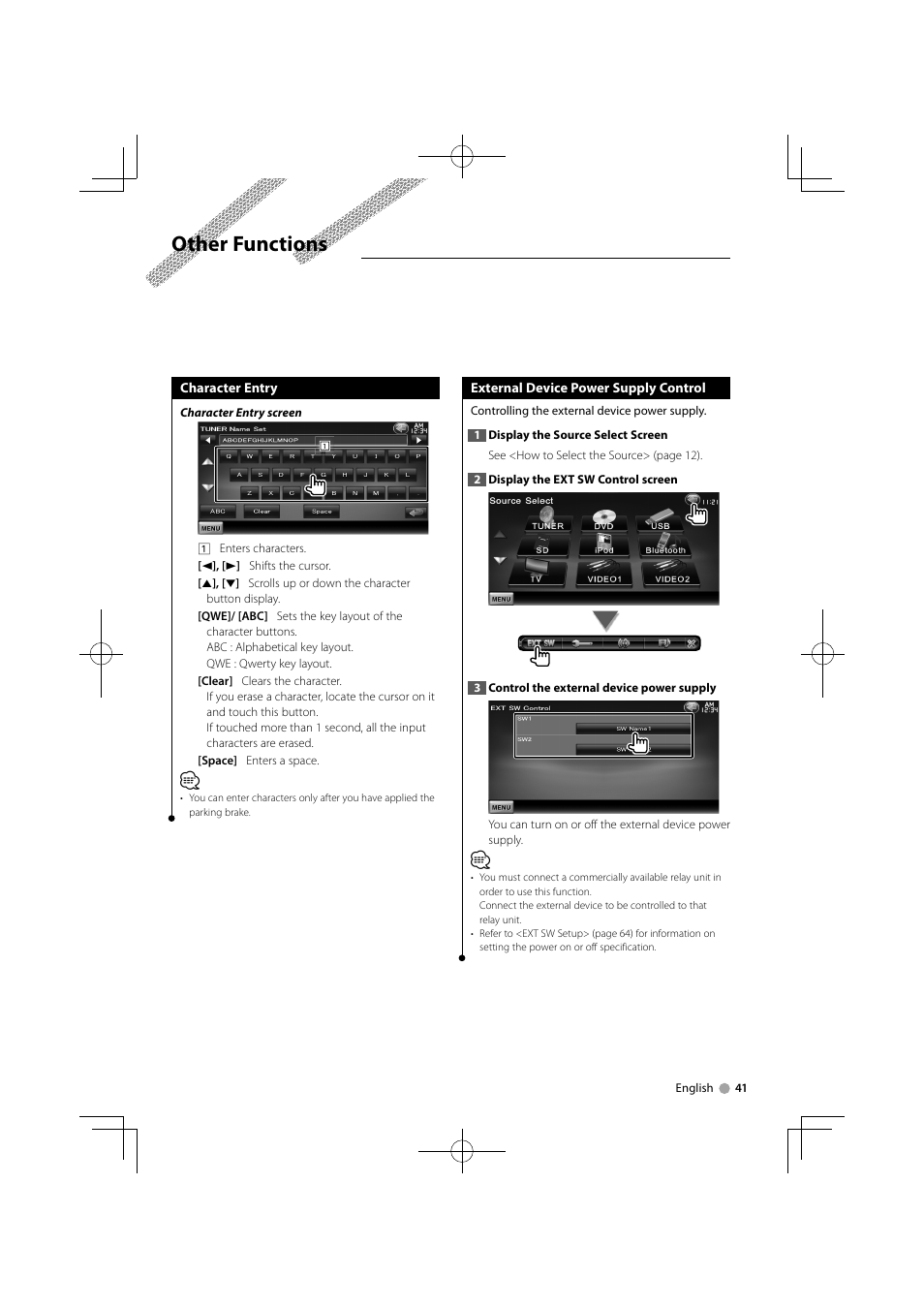 Other functions | Kenwood DDX8034BTM User Manual | Page 41 / 96