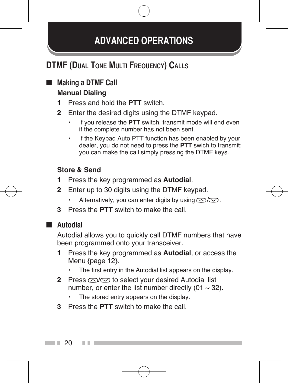 Advanced operations, Dtmf (d | Kenwood NEXEDGE NX-411 User Manual | Page 33 / 44