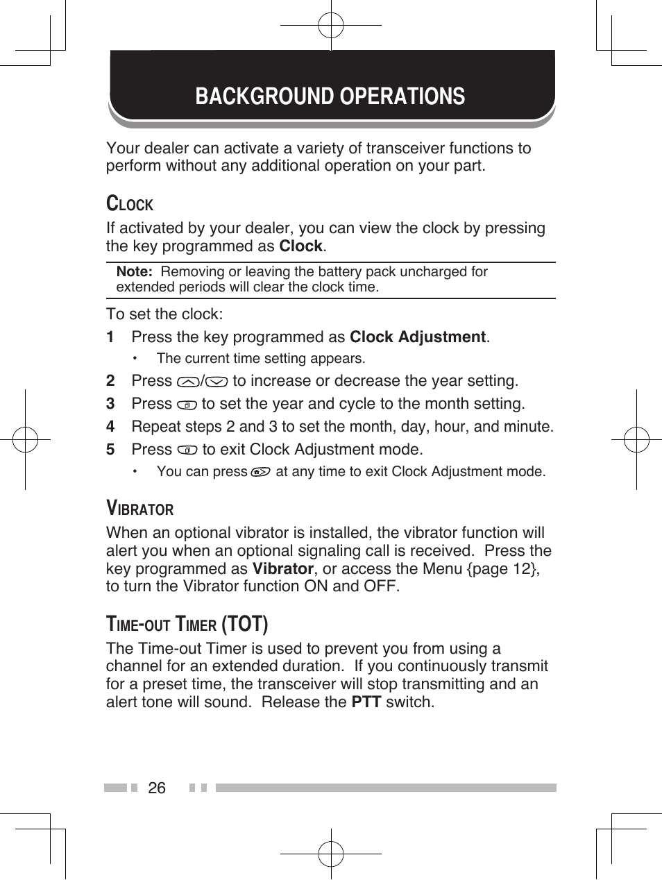 Background operations, Tot) | Kenwood NEXEDGE NX-411 User Manual | Page 39 / 44