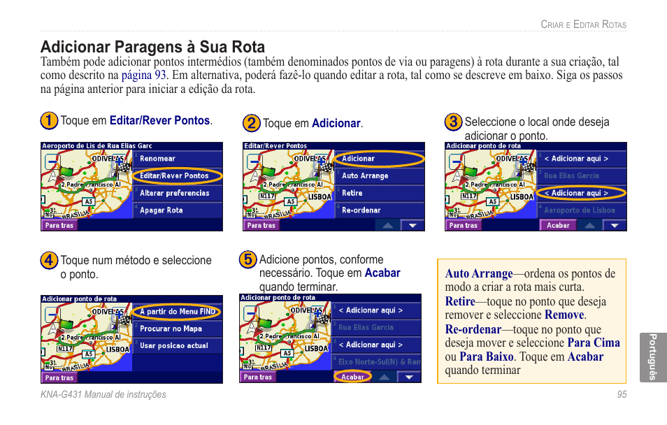 Adicionar paragens à sua rota | Kenwood KNA-G431 User Manual | Page 101 / 120