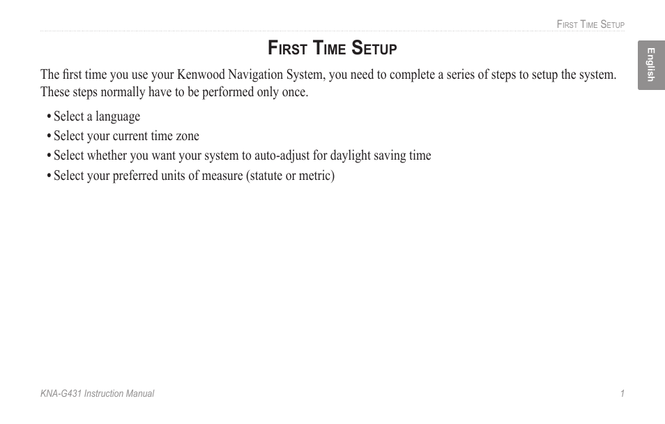 First time setup | Kenwood KNA-G431 User Manual | Page 7 / 120