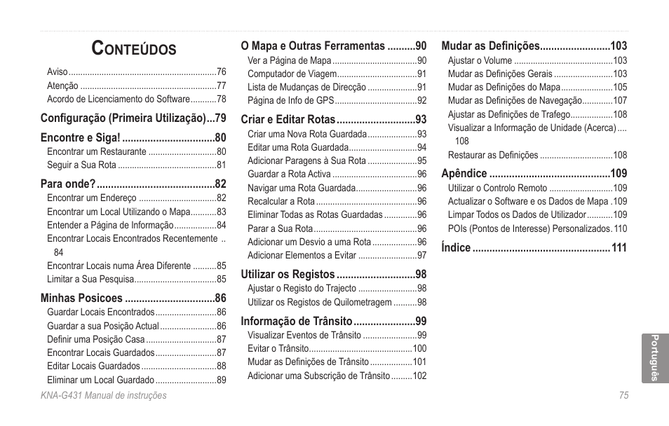 Onteúdos | Kenwood KNA-G431 User Manual | Page 81 / 120