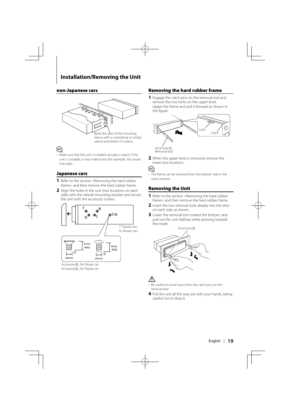 Installation/removing the unit | Kenwood KDC-MP443U User Manual | Page 19 / 22