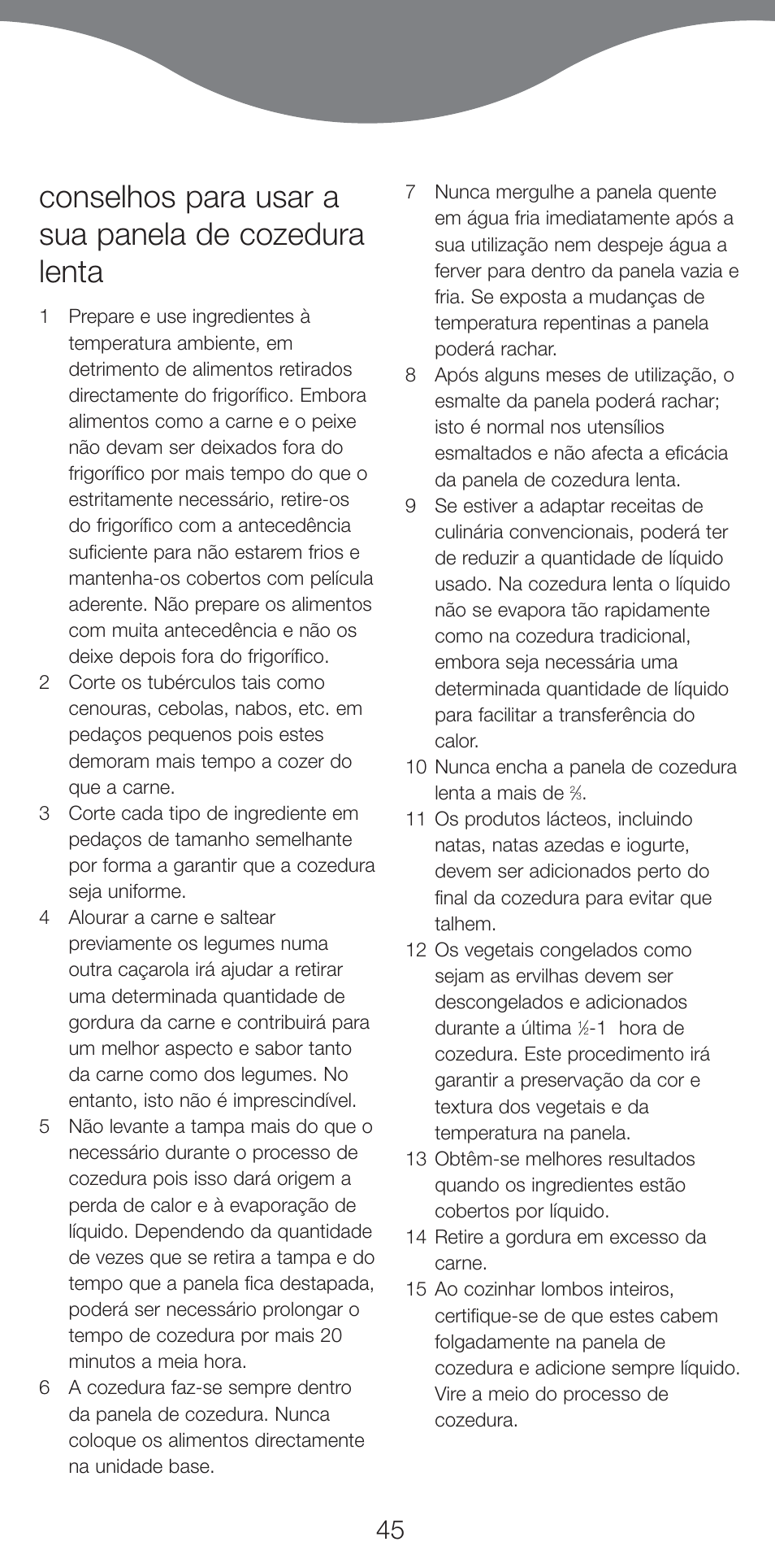 Conselhos para usar a sua panela de cozedura lenta | Kenwood CP707 User Manual | Page 45 / 141