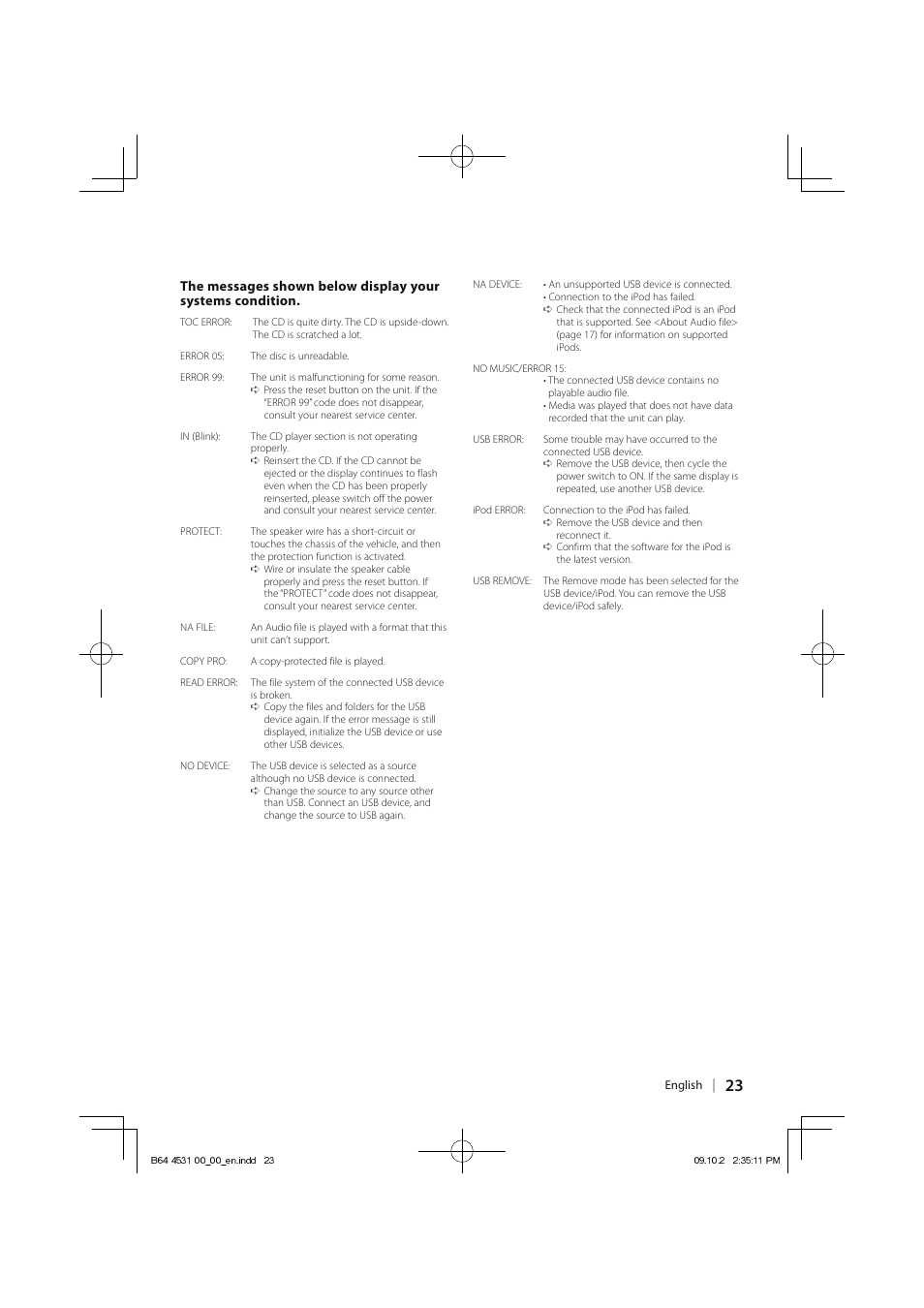 Kenwood KDC-U3046 User Manual | Page 23 / 24