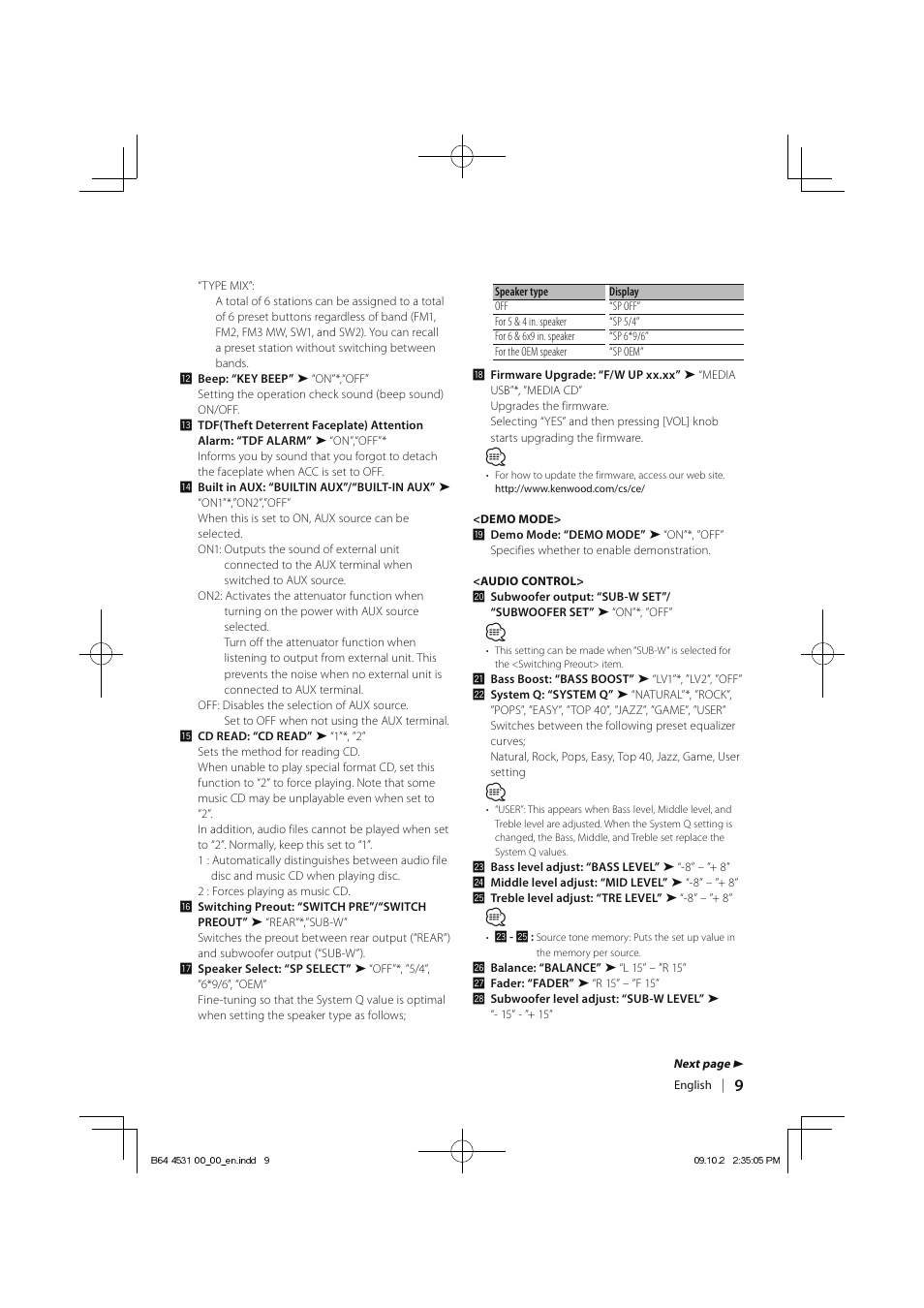 Kenwood KDC-U3046 User Manual | Page 9 / 24