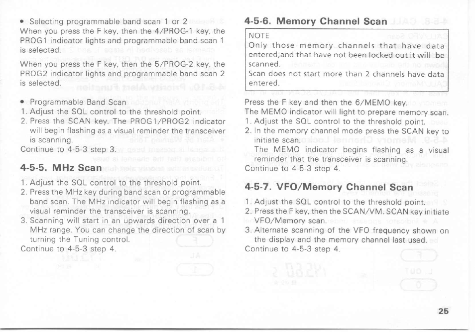 5-5. mhz scan, 5-7. vfo/memory channel scan | Kenwood TH-27A User Manual | Page 25 / 53