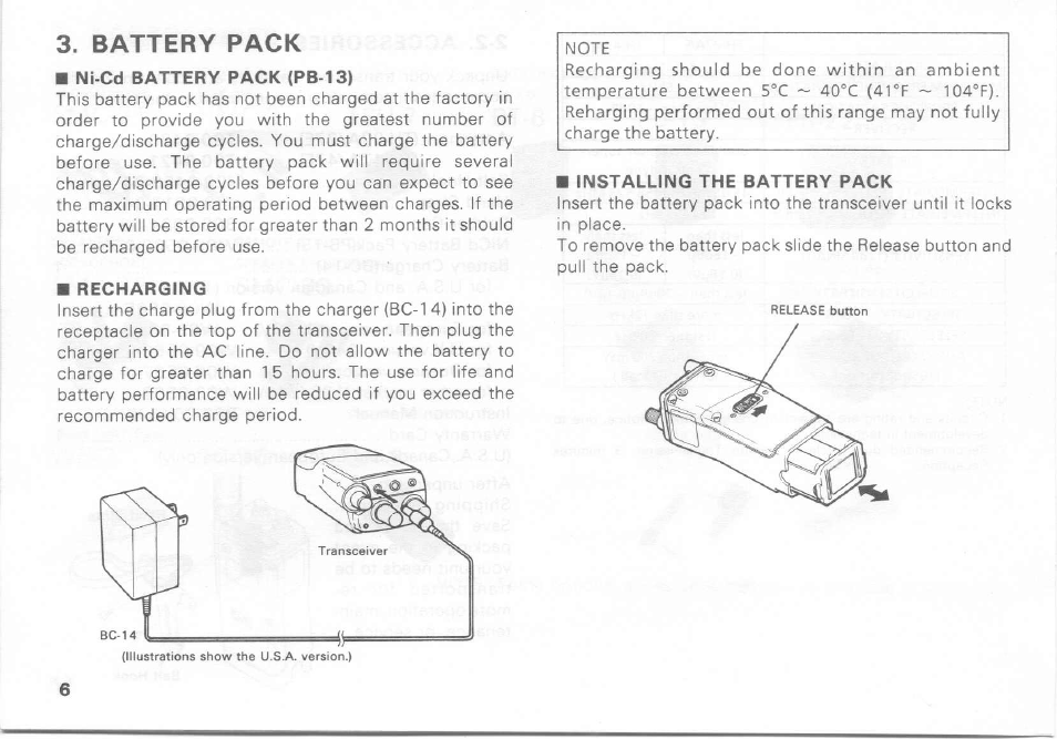 Battery pack | Kenwood TH-27A User Manual | Page 6 / 53