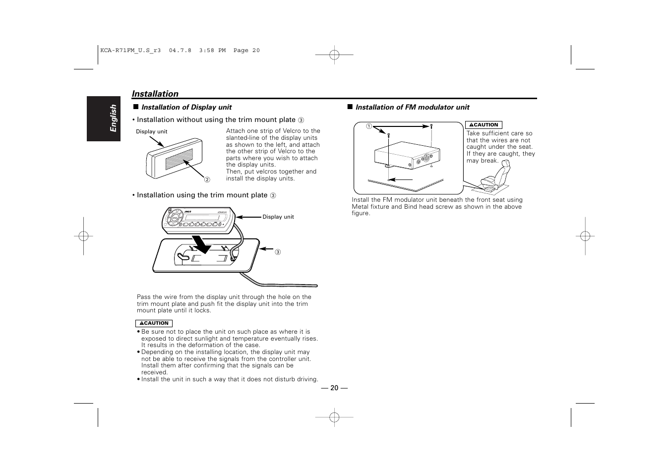 Kenwood KCA-R71FM User Manual | Page 20 / 92