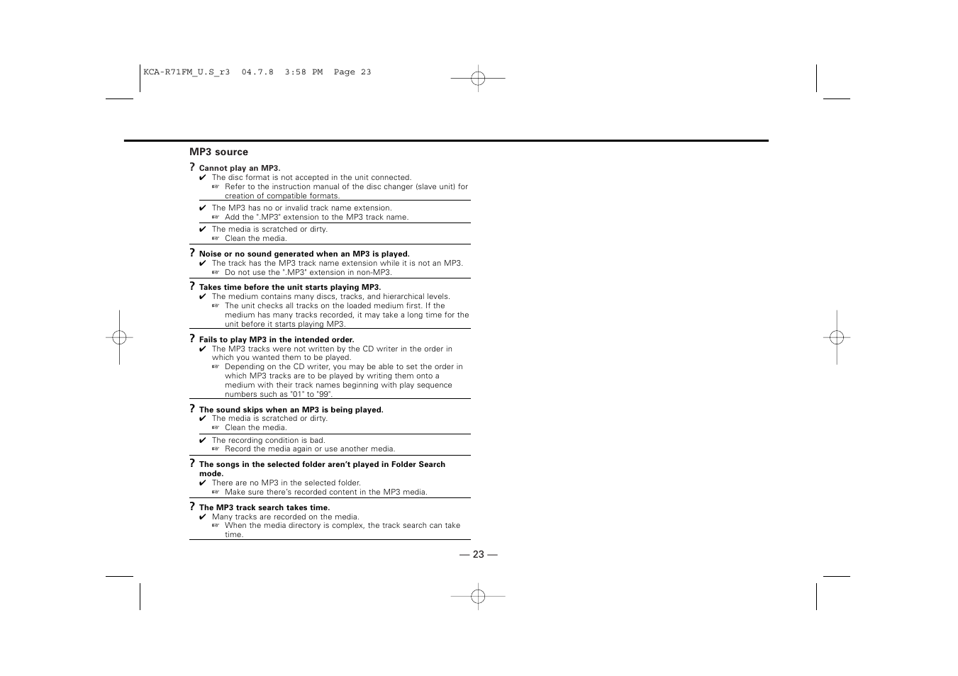 Kenwood KCA-R71FM User Manual | Page 23 / 92