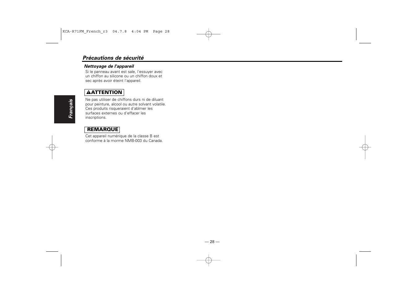 Kenwood KCA-R71FM User Manual | Page 28 / 92