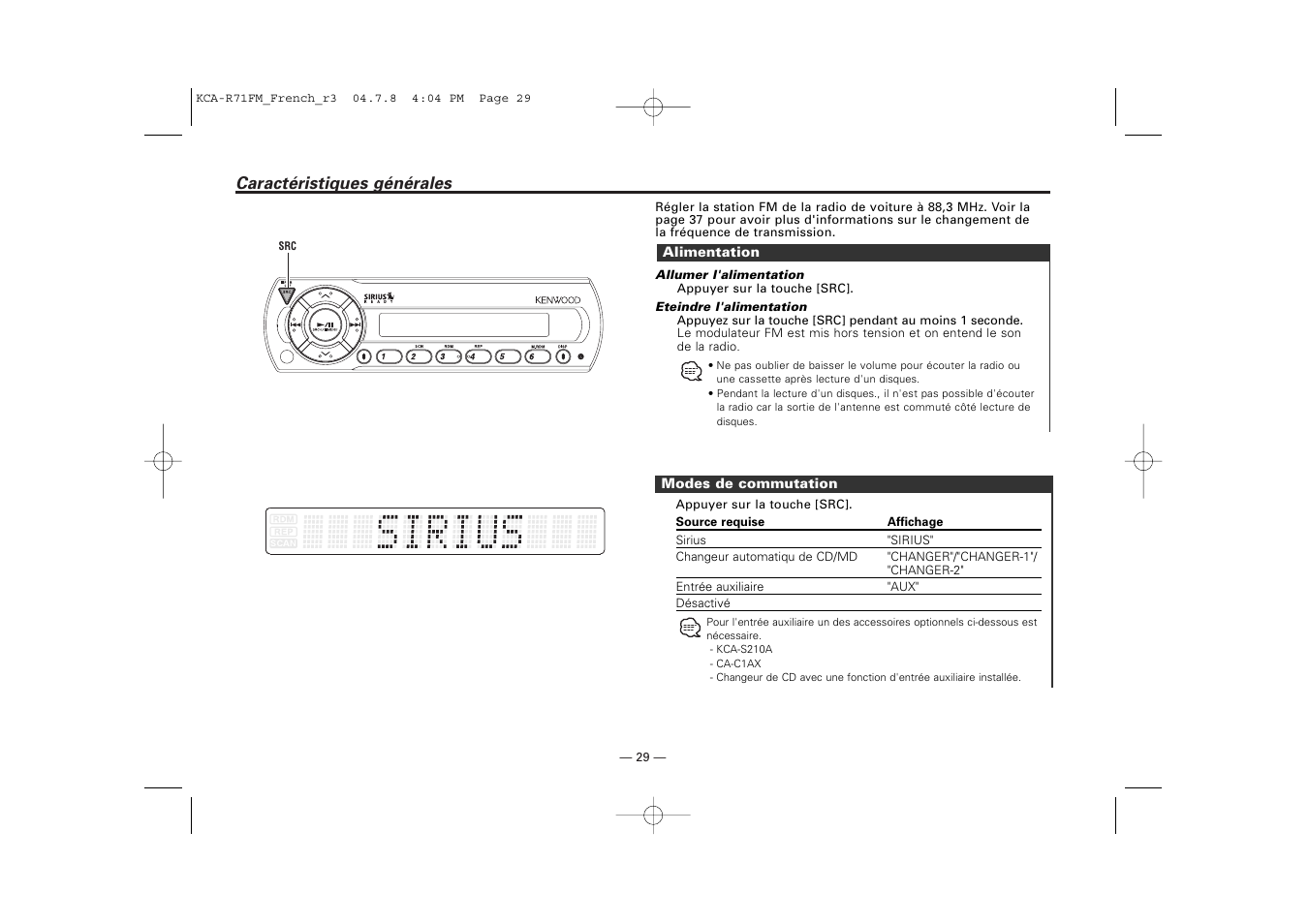 Kenwood KCA-R71FM User Manual | Page 29 / 92