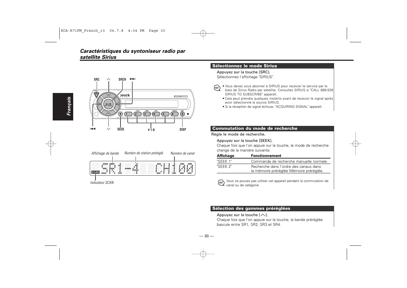 Kenwood KCA-R71FM User Manual | Page 30 / 92