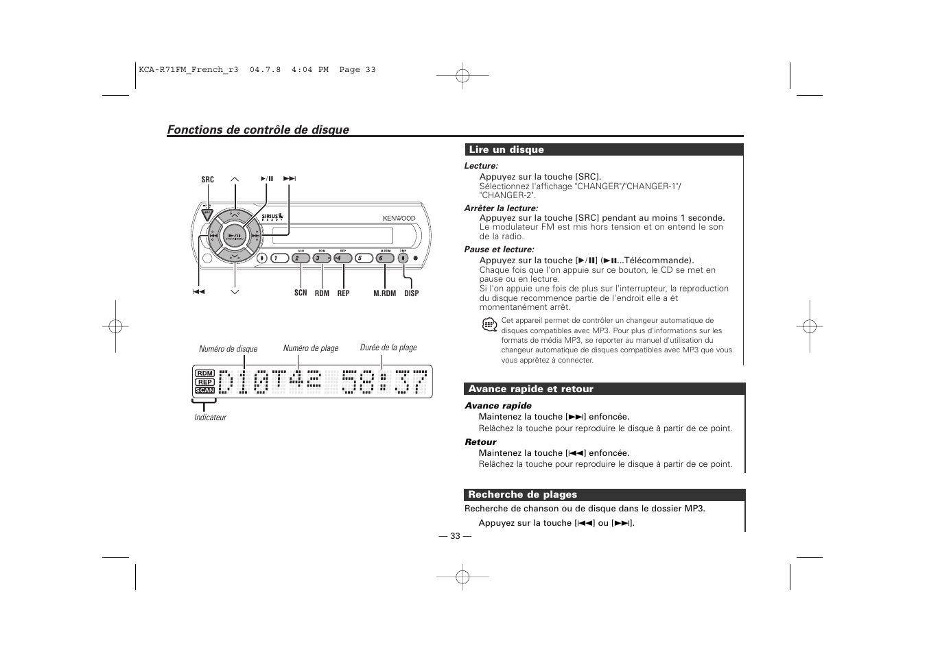 Kenwood KCA-R71FM User Manual | Page 33 / 92