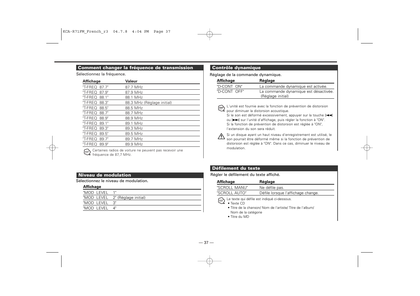 Kenwood KCA-R71FM User Manual | Page 37 / 92