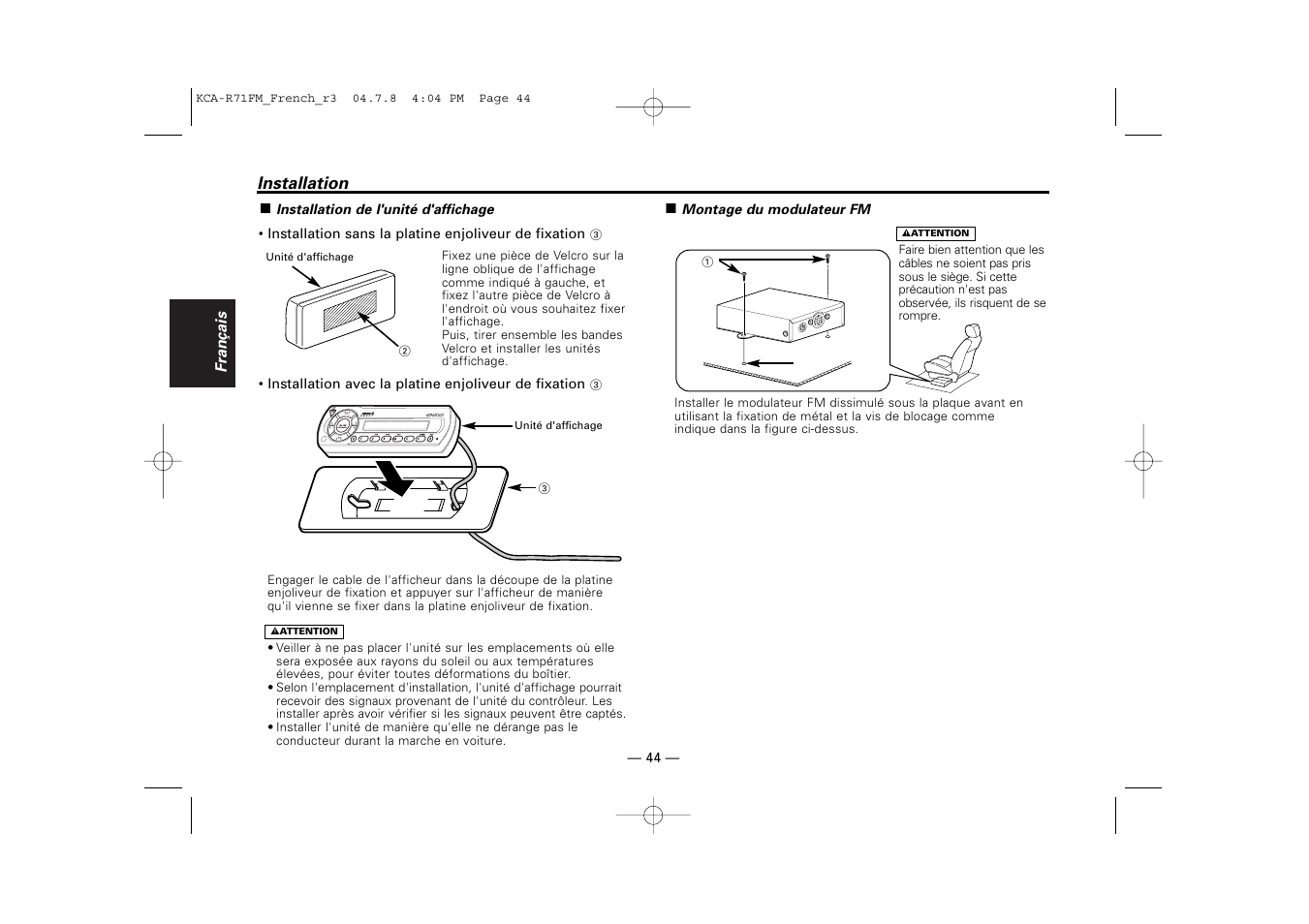 Kenwood KCA-R71FM User Manual | Page 44 / 92