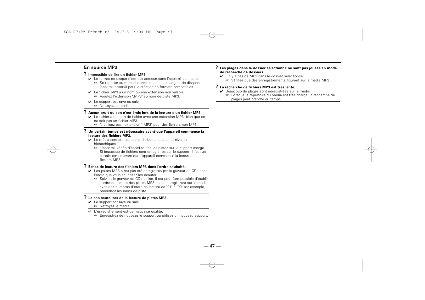 Kenwood KCA-R71FM User Manual | Page 47 / 92