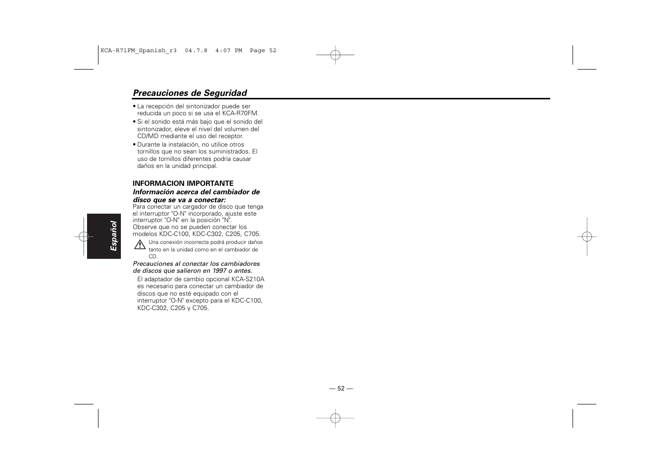 Kenwood KCA-R71FM User Manual | Page 52 / 92