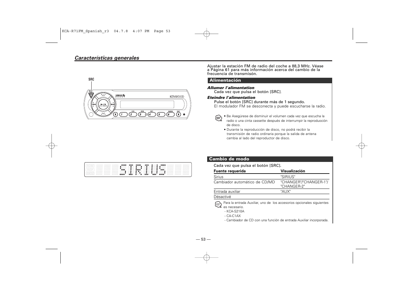 Kenwood KCA-R71FM User Manual | Page 53 / 92