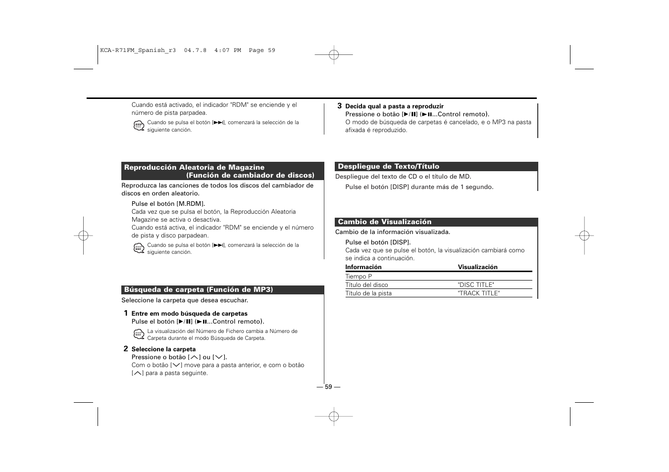 Kenwood KCA-R71FM User Manual | Page 59 / 92