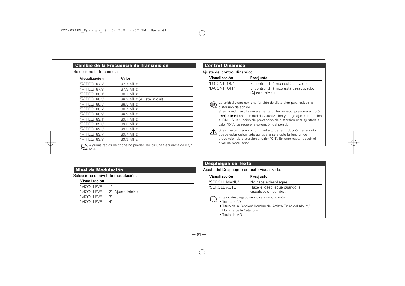 Kenwood KCA-R71FM User Manual | Page 61 / 92