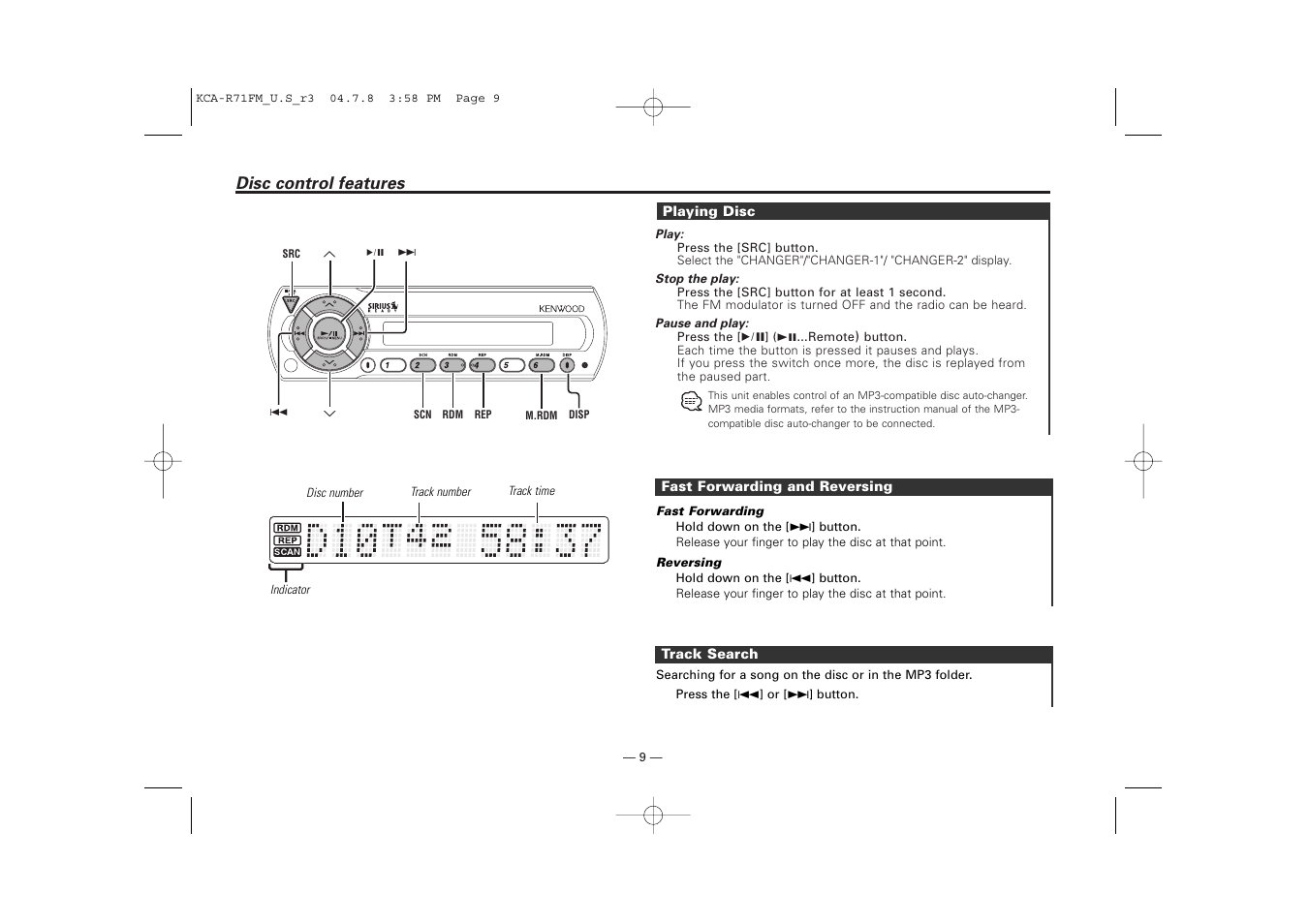 Kenwood KCA-R71FM User Manual | Page 9 / 92