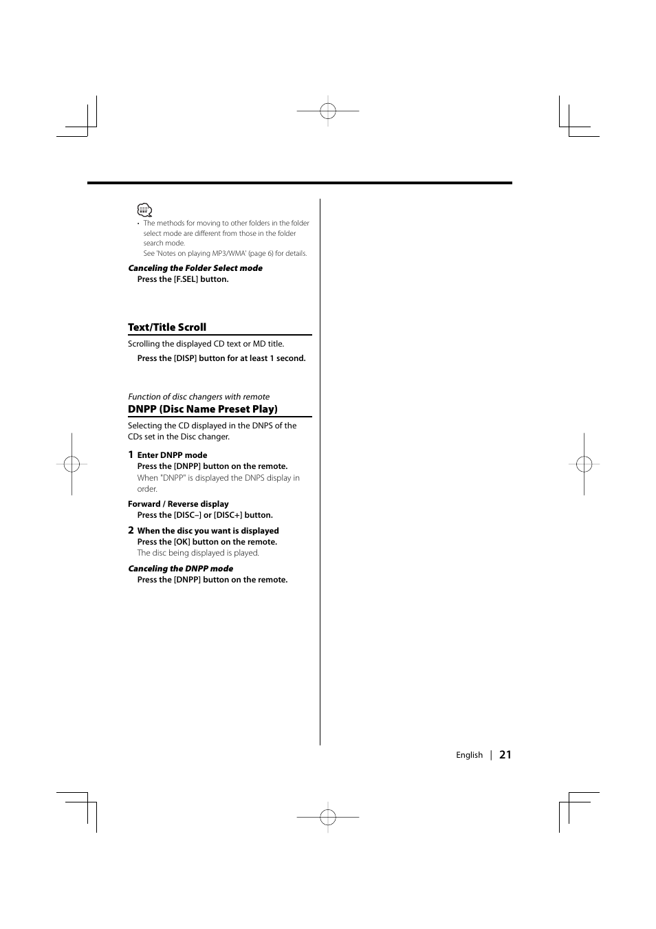 Kenwood KDC-MP858 User Manual | Page 21 / 36