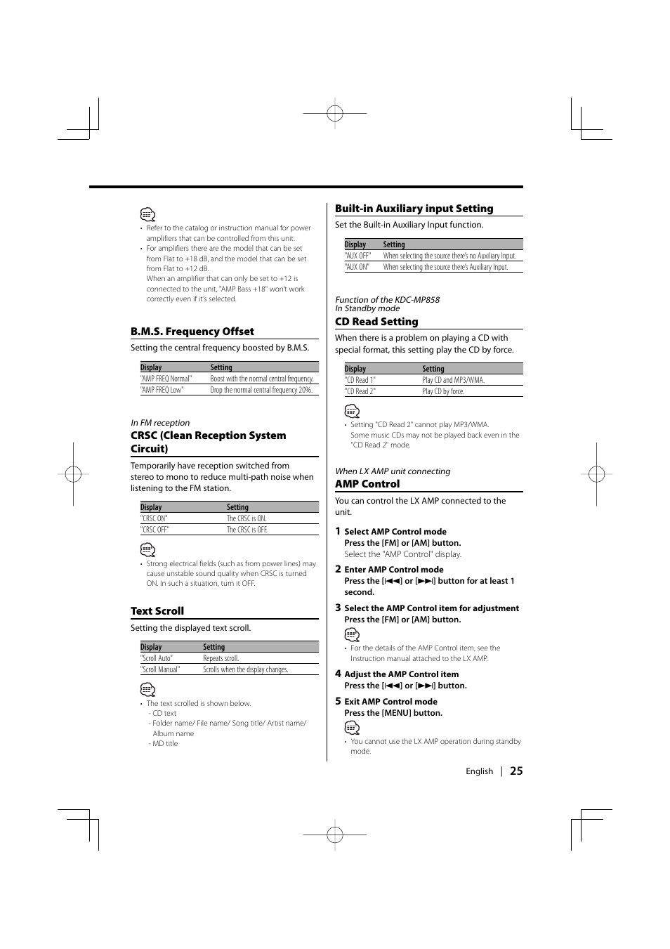 Kenwood KDC-MP858 User Manual | Page 25 / 36